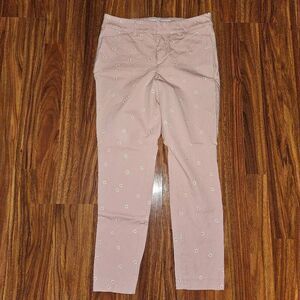 Old Navy Pink Daisy Pixie Pant Ankle Length High Rise Womens Size 4